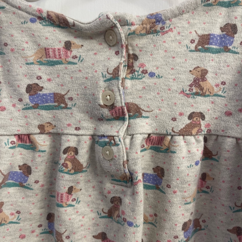 JoJo Maman Bebe Cream Long Sleeve Top with Playful Dog Print - Picture 3 of 4